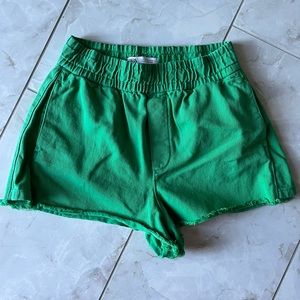 Zara Green Denim Shorts